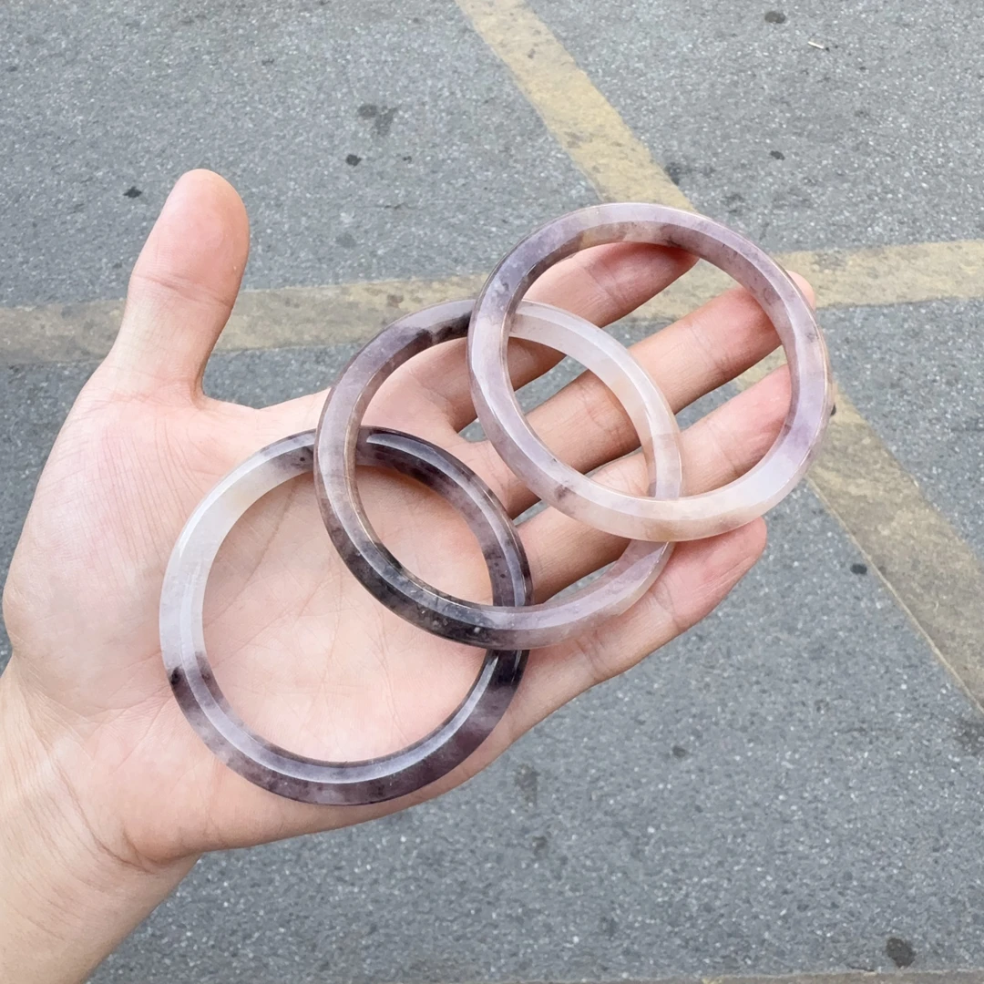 天然多彩紫罗兰金丝玉细圆条手镯多样性拍一发一zz