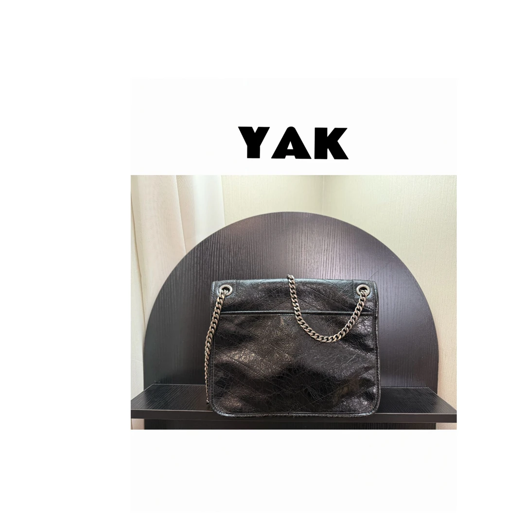 YAK NIKI 轻奢风链条包欧美风腋下通勤风托特包黑色单肩包