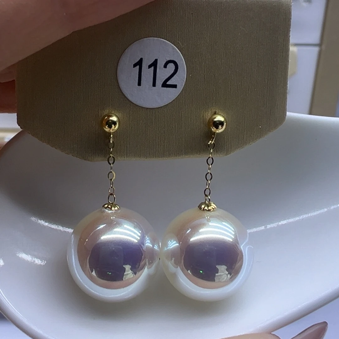 18K金镶嵌淡水珍珠耳饰