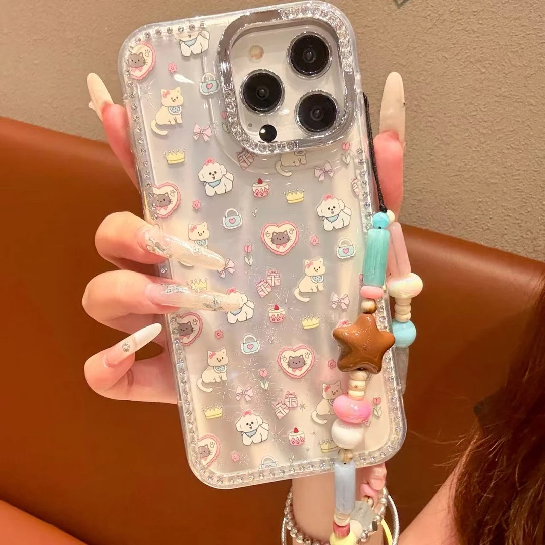【自带相机保护按键】ins猫咪狗狗适用苹果16手机壳15华为闪钻13/14