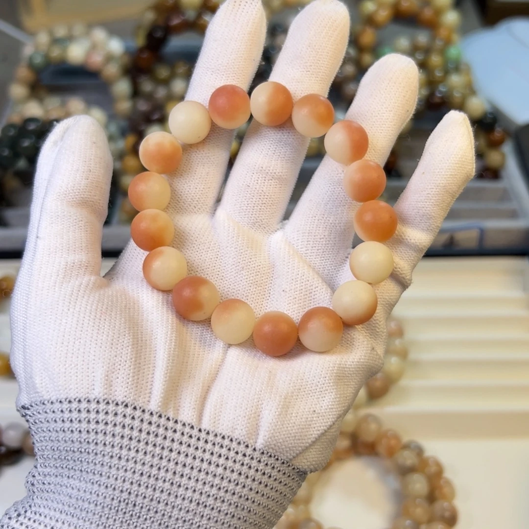手串菩提根/象牙果磨砂橘粉卡12