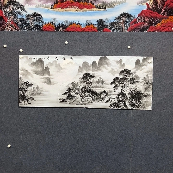 国画小六尺水墨山水一副