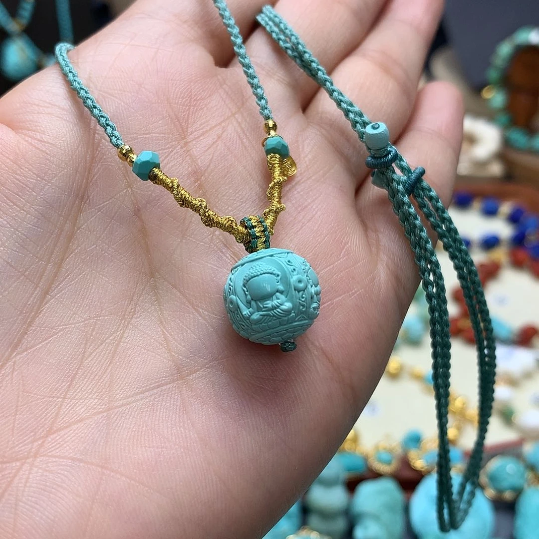 绿松石18K金镶嵌颈饰