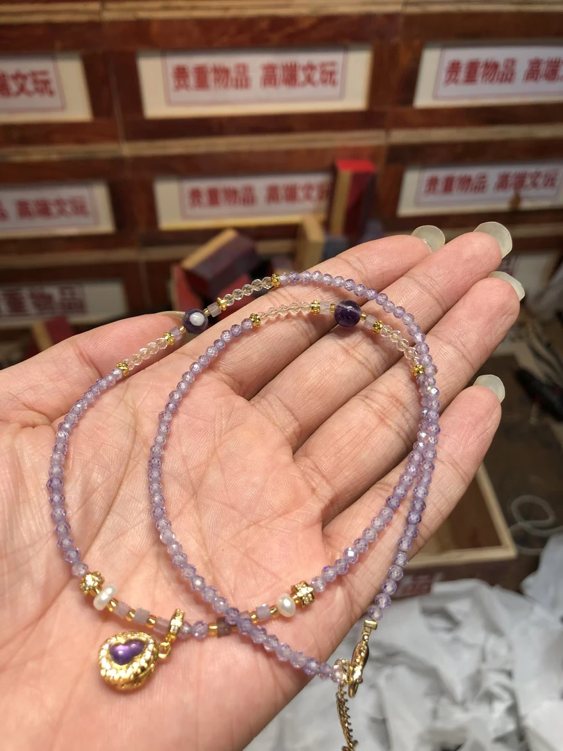 合金手链 紫水双圈手串高端礼盒