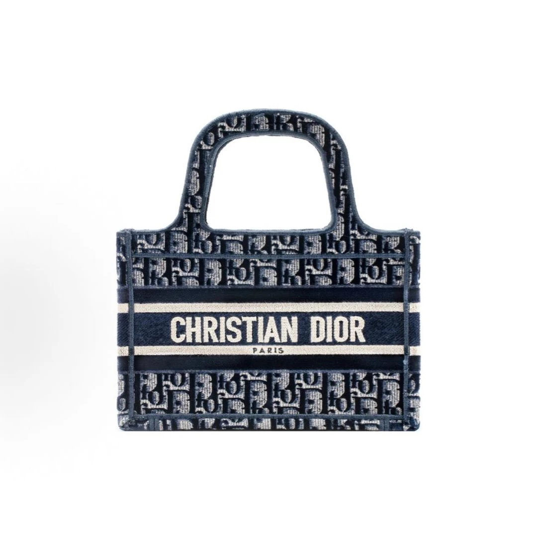 99新 DIOR/迪奥 大吉中古/Dior迪奥老花天鹅绒迷你托特手提包