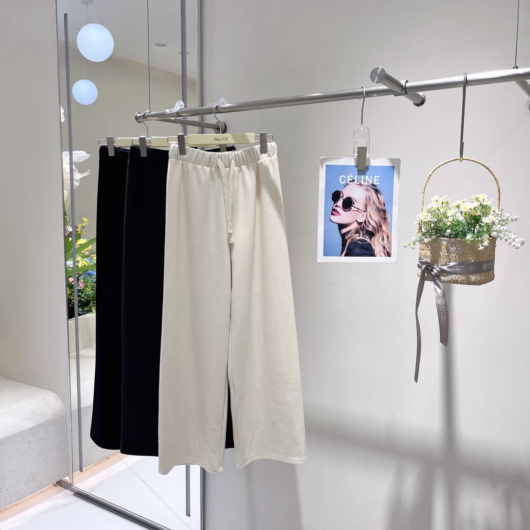 艾然秋冬款上新糯米裤直筒阔腿裤高腰长裤0158