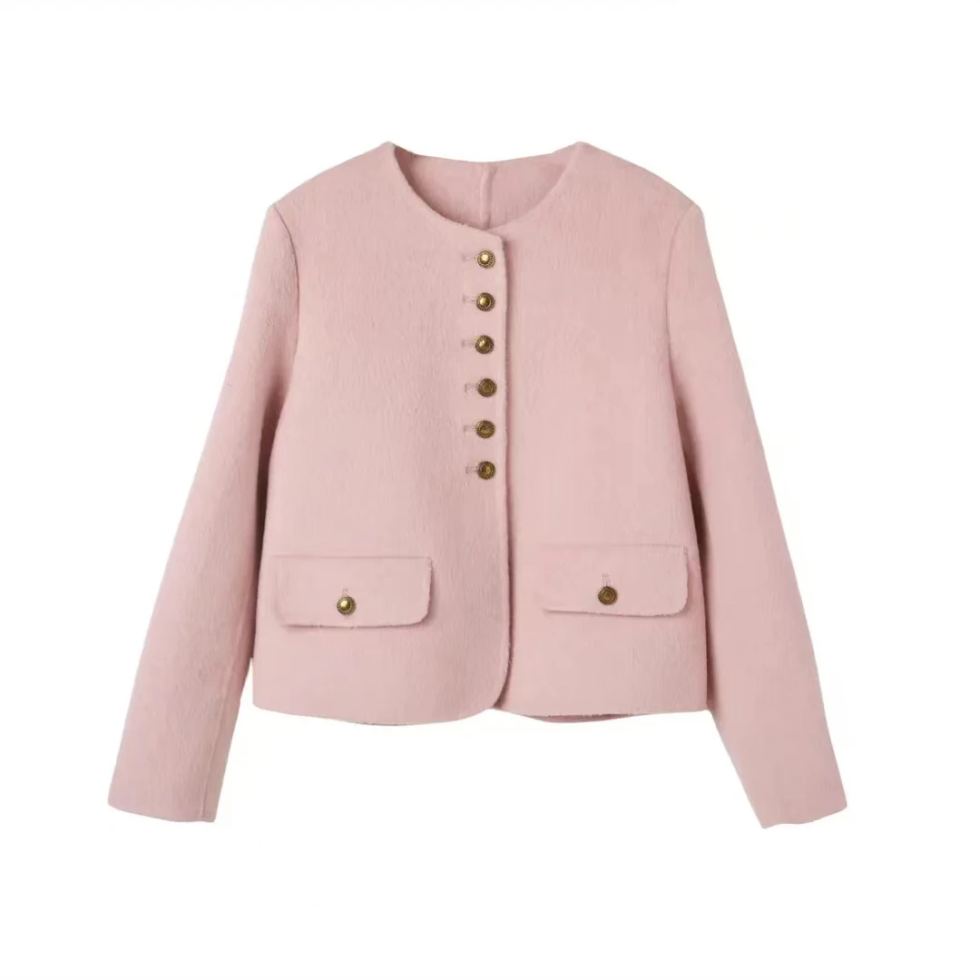 【欢欢专属】2418双面绒小香风女新款撞色时髦高级设计短款外套