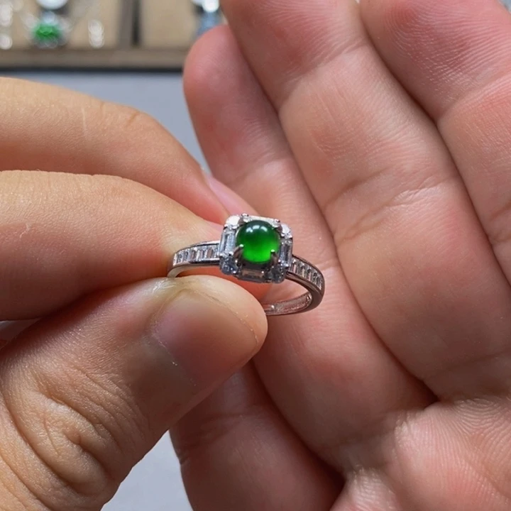 翡翠银S925镶嵌颈饰翡翠戒指