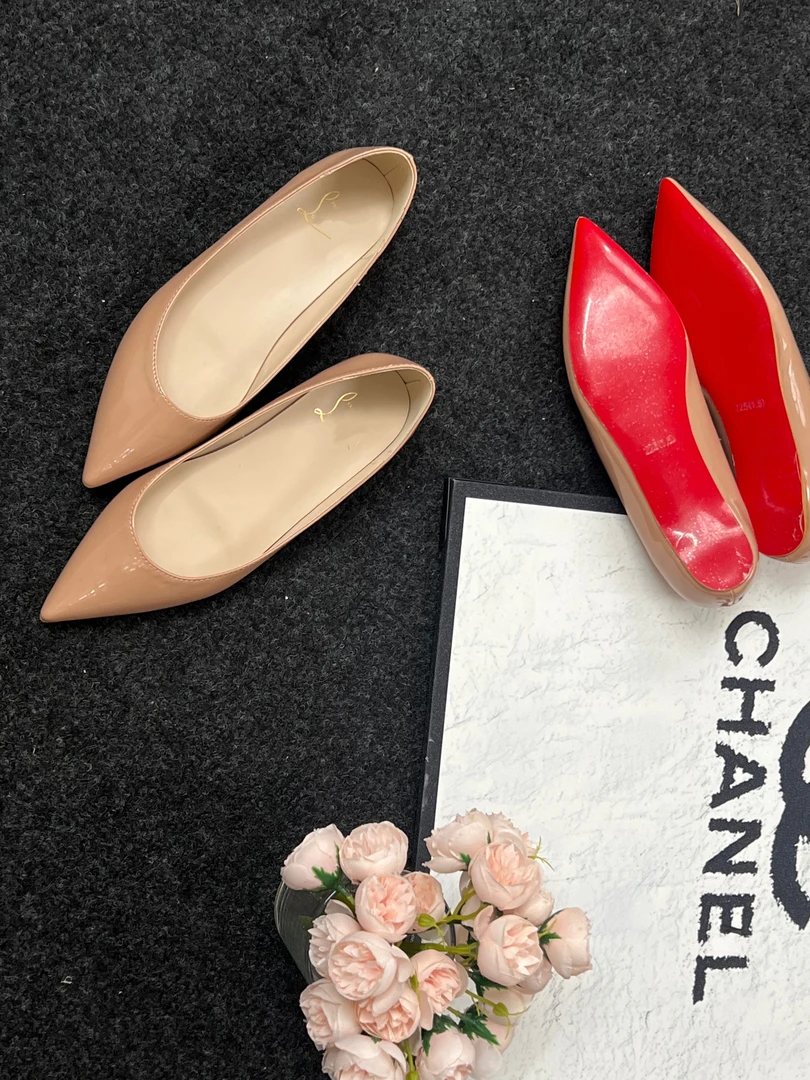 YT新款裸色平底法式气质百搭内增高浅口红底单鞋