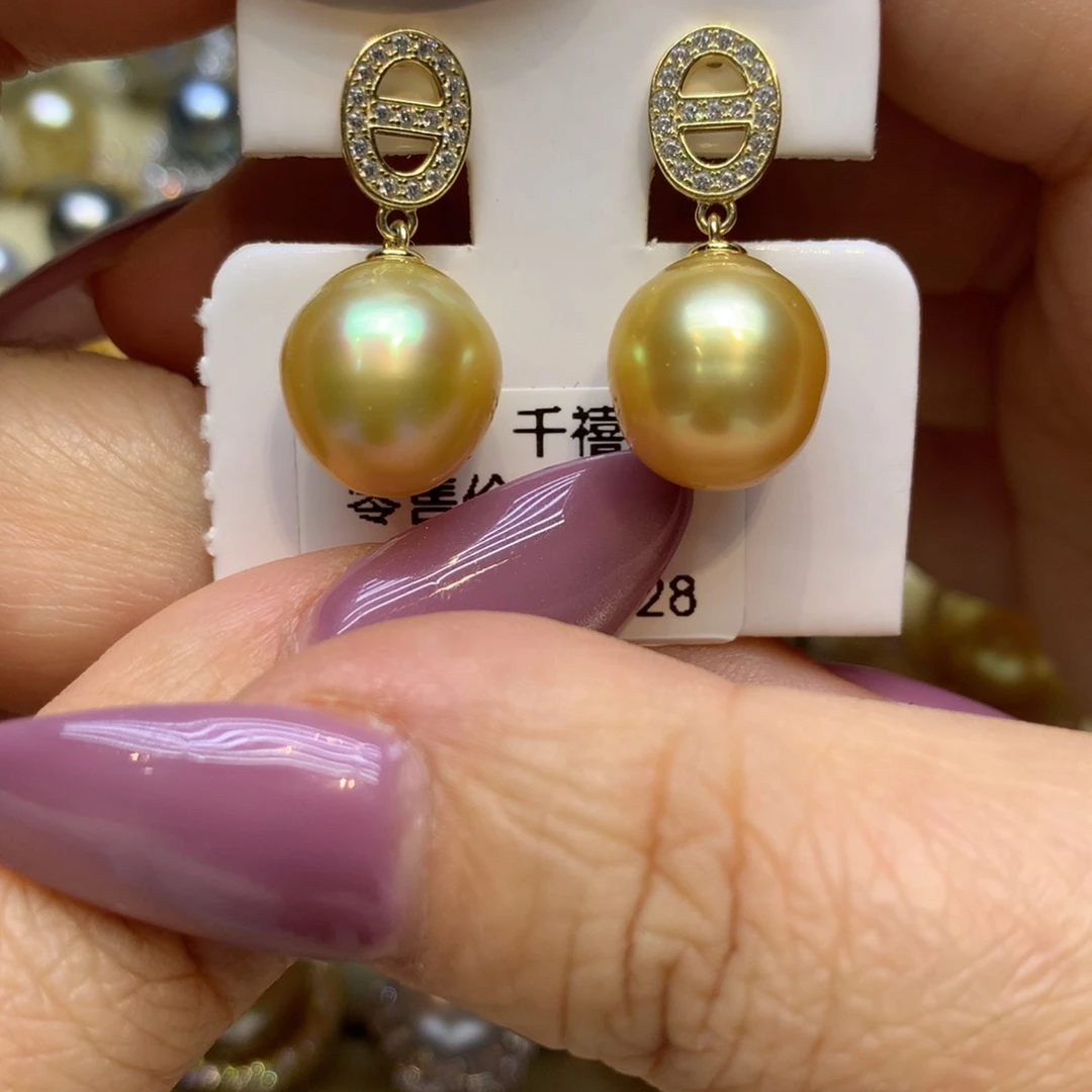 银S925镶嵌耳饰海水珍珠