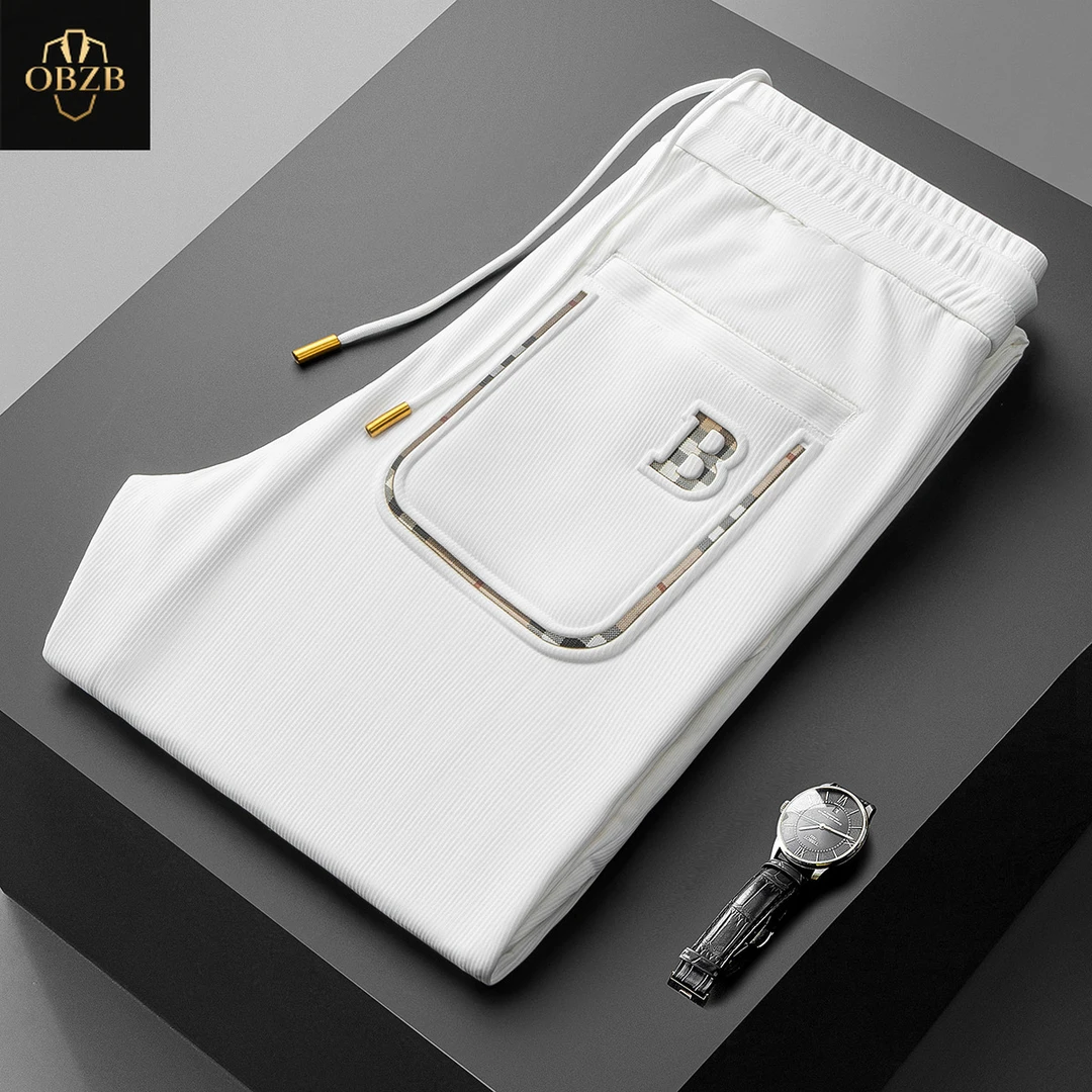 夏季高端抗皱速干冰丝裤子男士时尚潮流运动小脚裤潮牌休闲裤男款