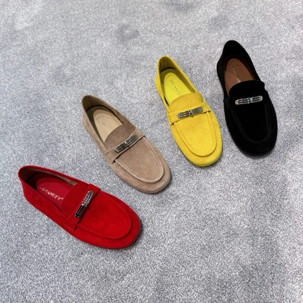 【高端原创欧货】JL001新款软底复古金属扣一脚蹬女士乐福单鞋