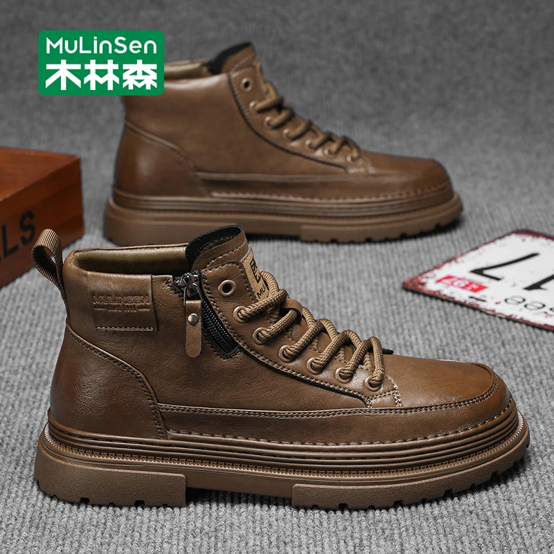 木林森马丁靴男款2025新款秋季复古英伦风运动休闲厚底男士工装靴