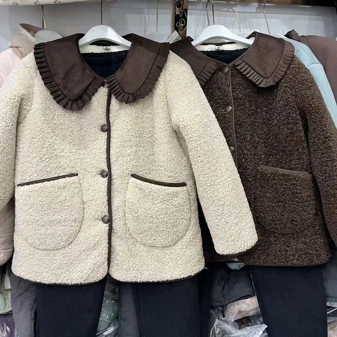 冬季女士三层加绒加厚家居服睡衣可外穿新款保暖娃娃领小香风套装