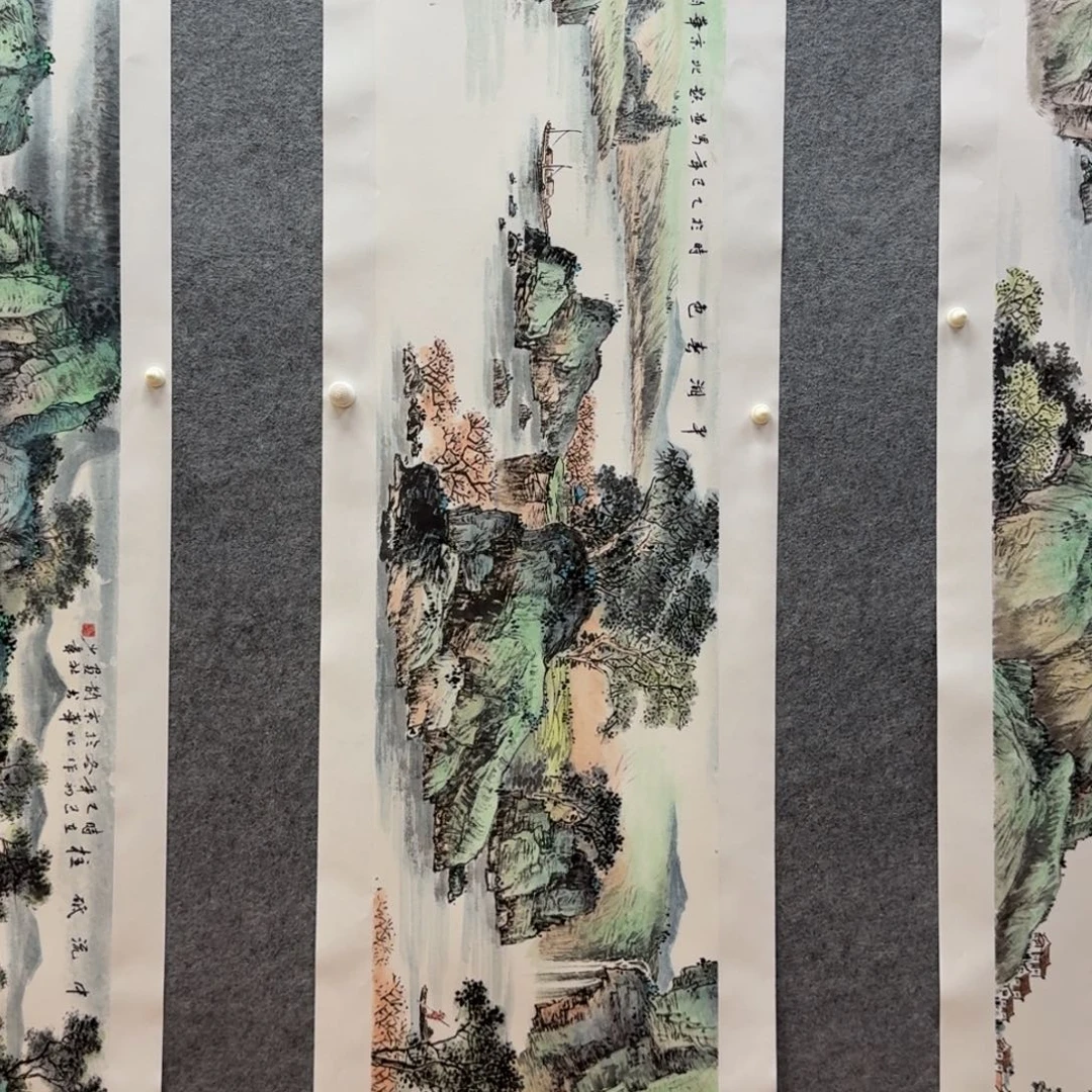 国画檀少章138x34尺寸山水