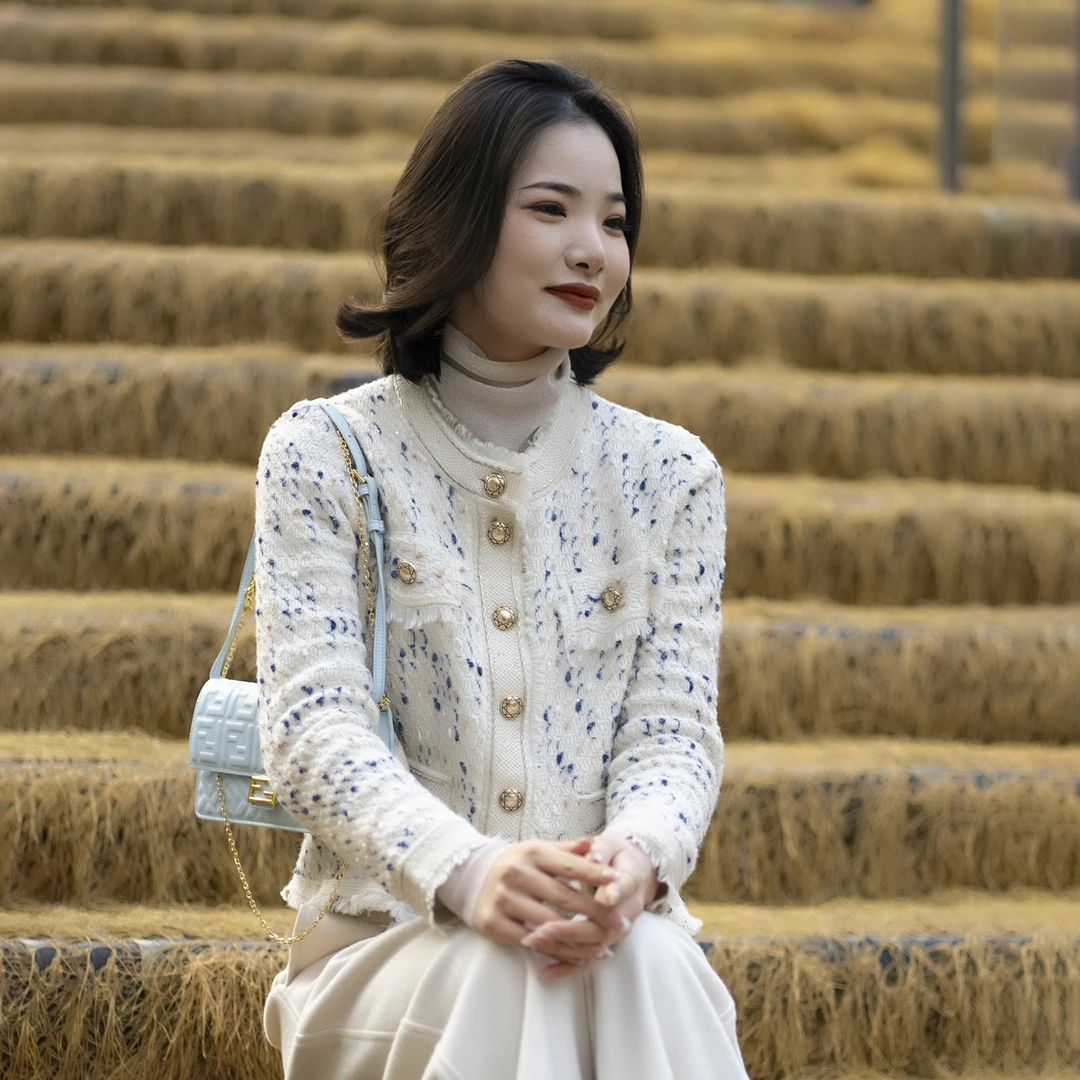 法式气质小香风流苏上衣针织外套女141-002