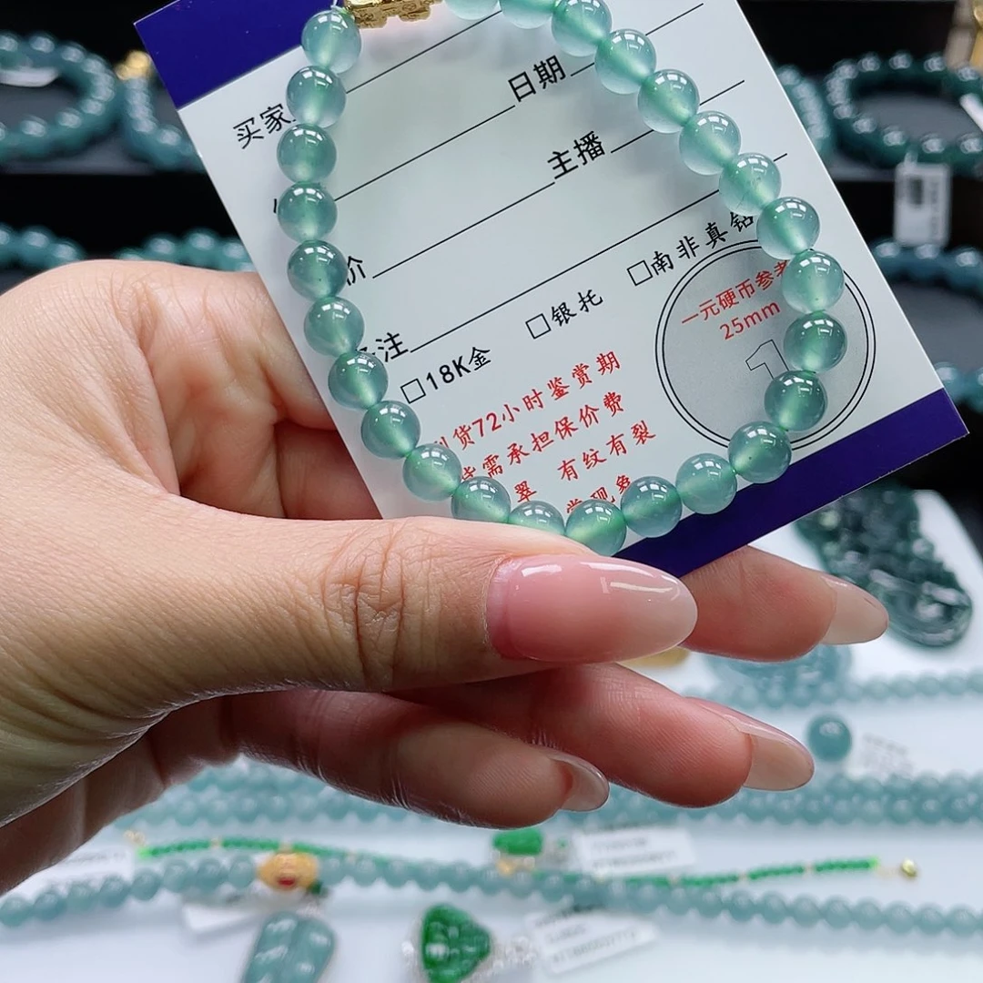 翡翠18K金镶嵌颈饰卡7