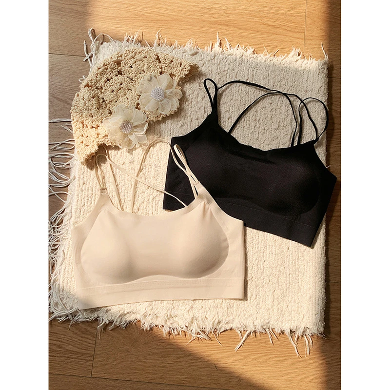 【牛奶无痕美背】歌铭交叉细肩带内衣女装夏季新款吊带背心