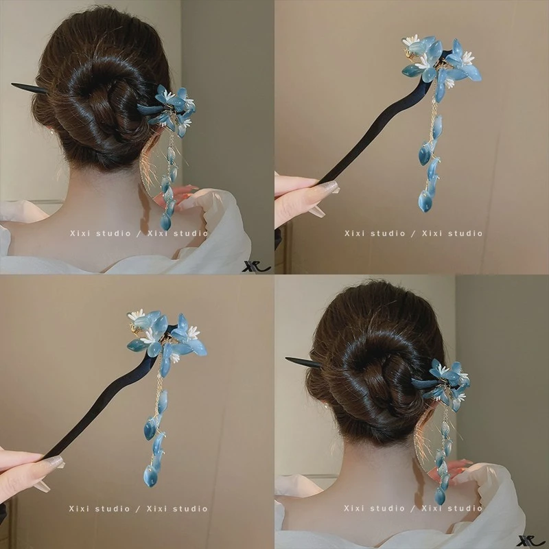 新中式发簪古风女高级感头花头饰盘发簪子马面裙发饰步摇旗袍配饰