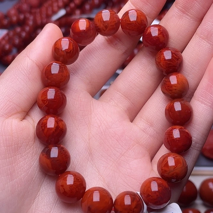 南红玛瑙其他未镶嵌11➕高品瓦西妖火焰纹圆珠手串