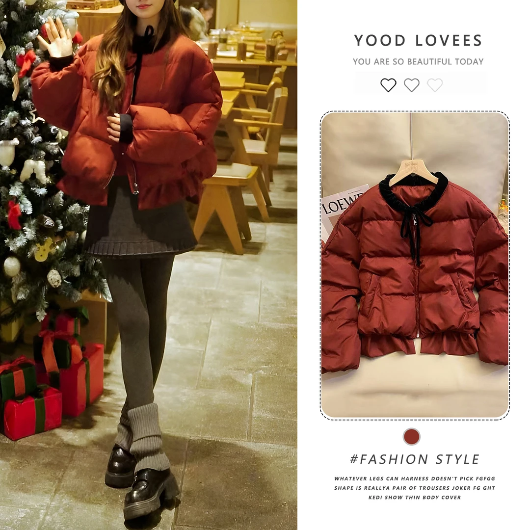 2025冬季新款时尚甜美少女风设计感棉服女日常通勤百搭保暖外套潮
