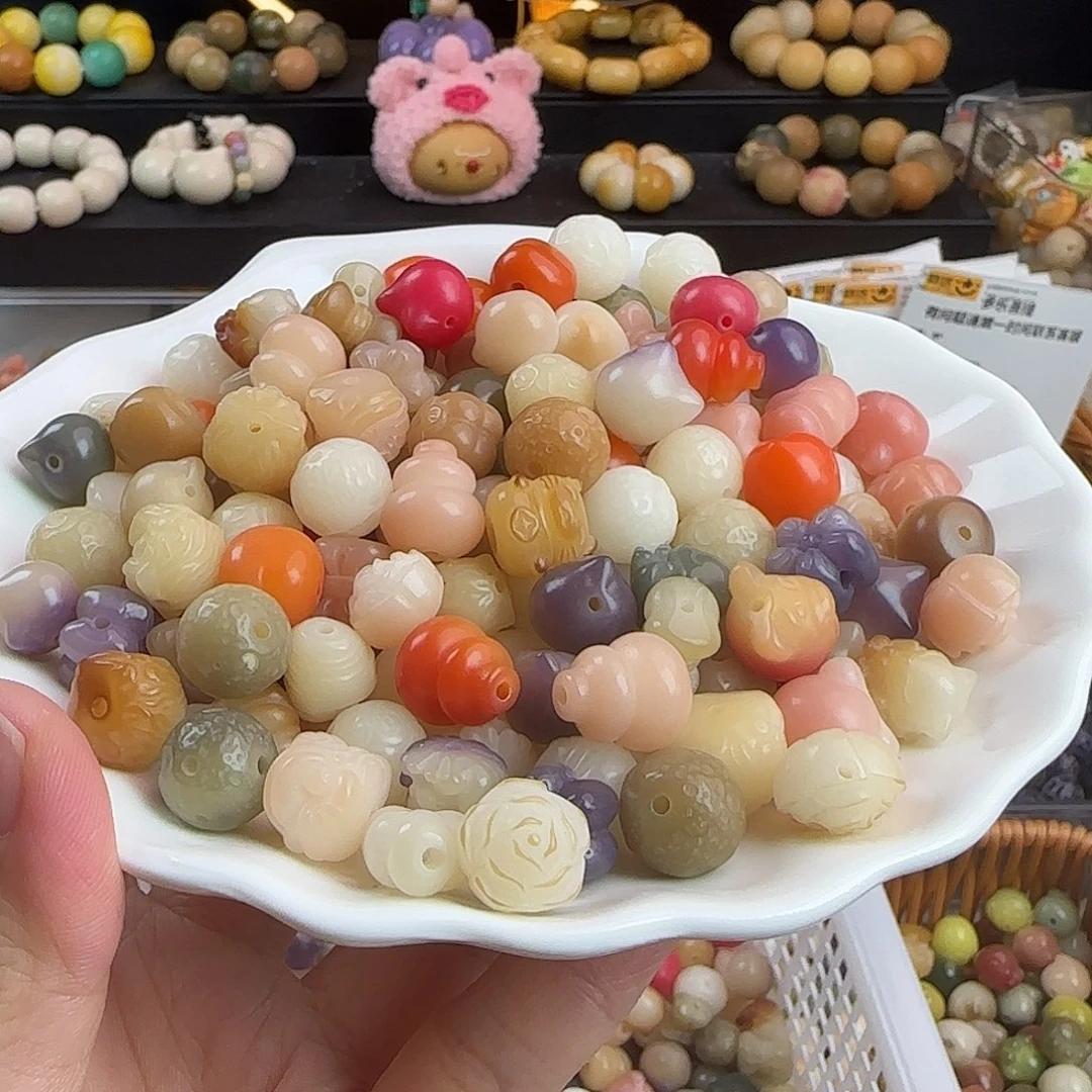 菩提根/象牙果手串卡12雕刻件混锅100颗