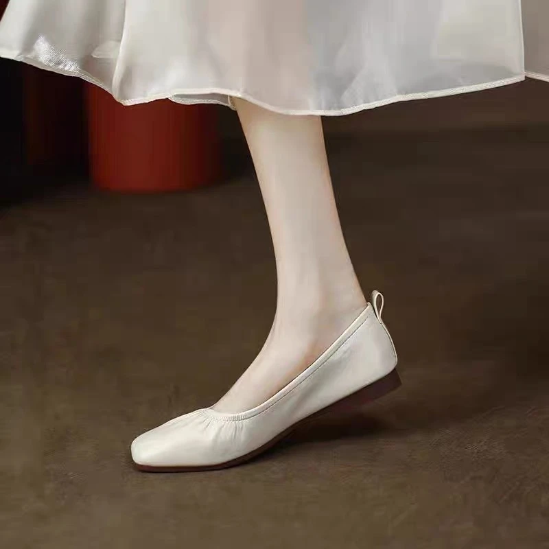 高档纯羊皮浅口单鞋女平底2025春秋季新款真皮软底夏季豆豆鞋百搭