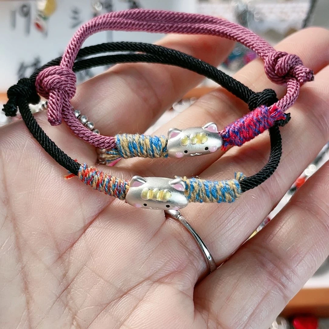 珐琅吊坠足银法棍猫