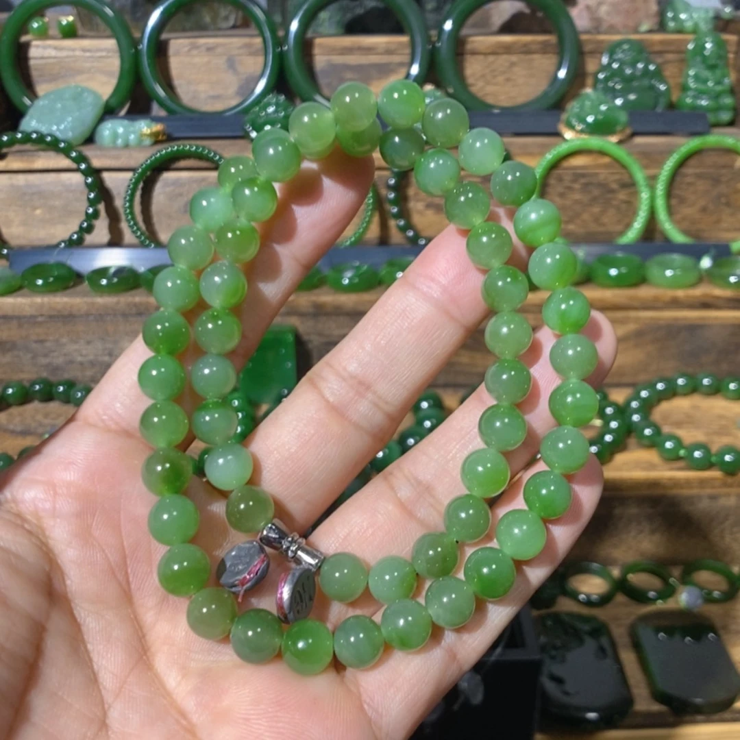 【闪购商品】吊坠(不含链)未镶嵌和田玉巴料白加绿项链 8