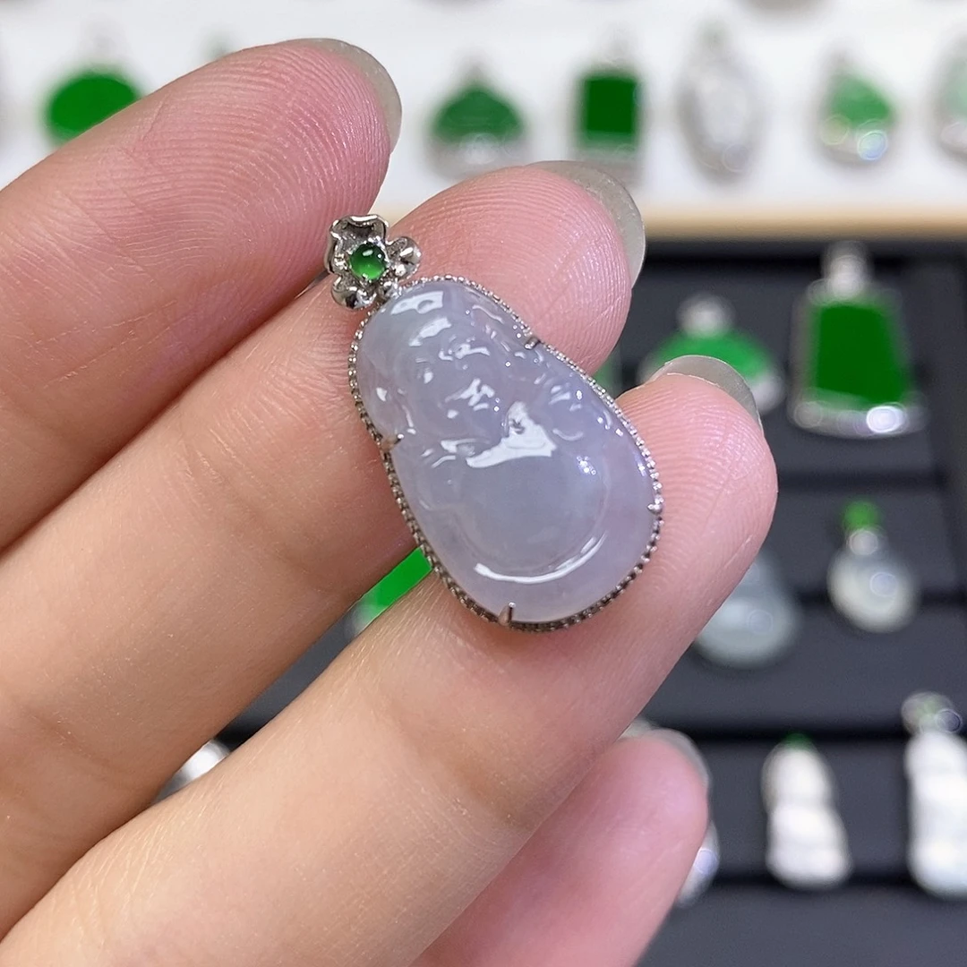 翡翠18K金镶嵌吊坠(不含链)