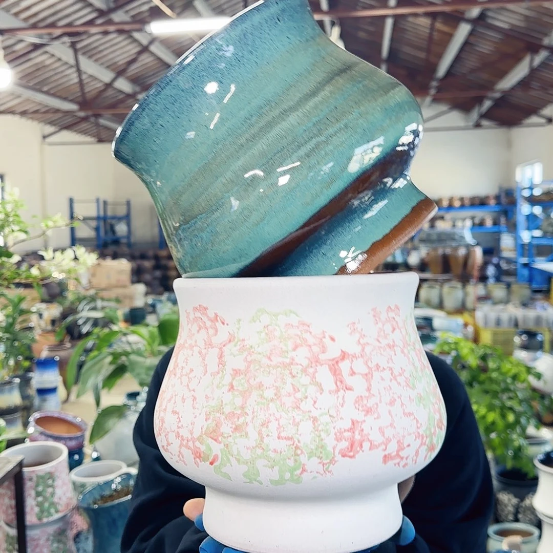 紫砂花盆高20口19