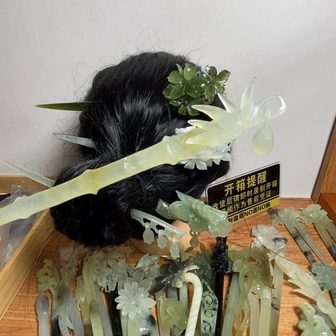 蛇纹石玉未镶嵌发饰