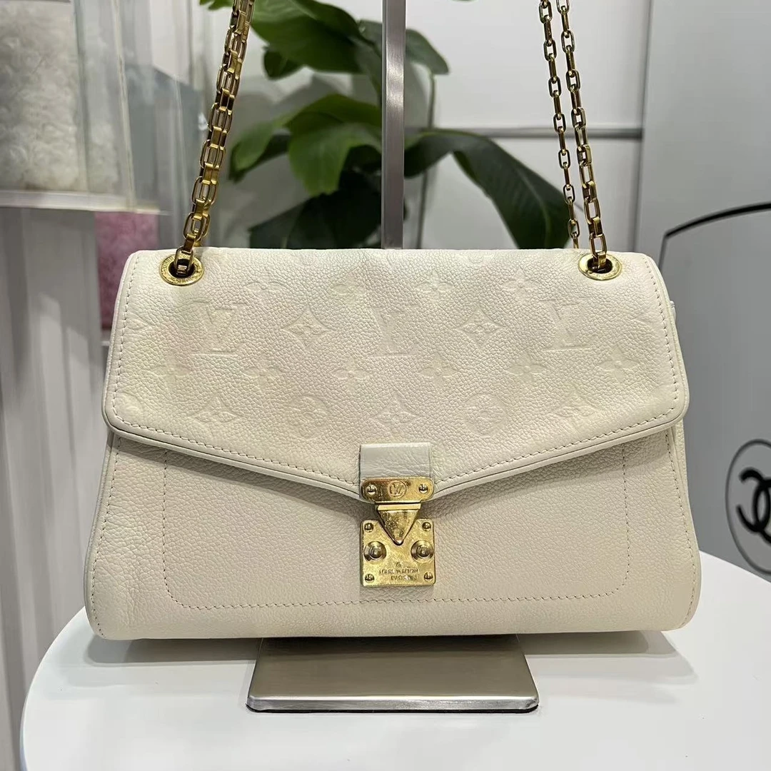 95新 LouisVuitton/路易威登 全皮压花奶茶金/单肩时尚女士包
