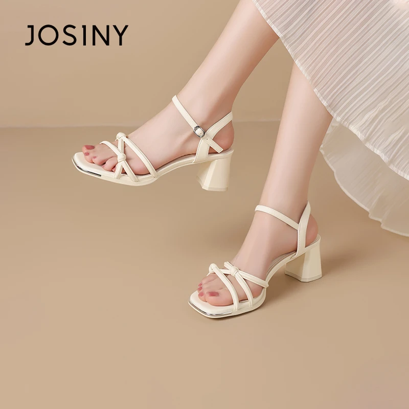 卓诗尼厚底粗跟凉鞋女2025夏季新款增高时尚百搭漏脚趾外穿单鞋女