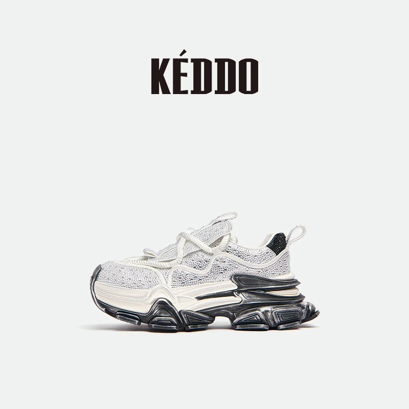 KEDDO“来自公元前”烫钻街头风休闲老爹鞋做旧女鞋新款2025时尚