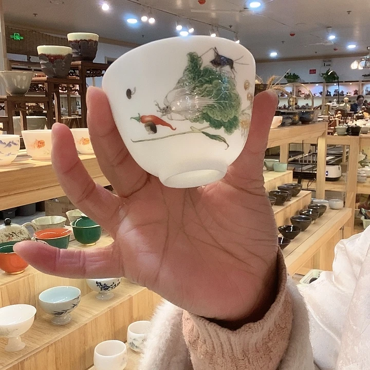 羊脂白玉主人杯茶杯