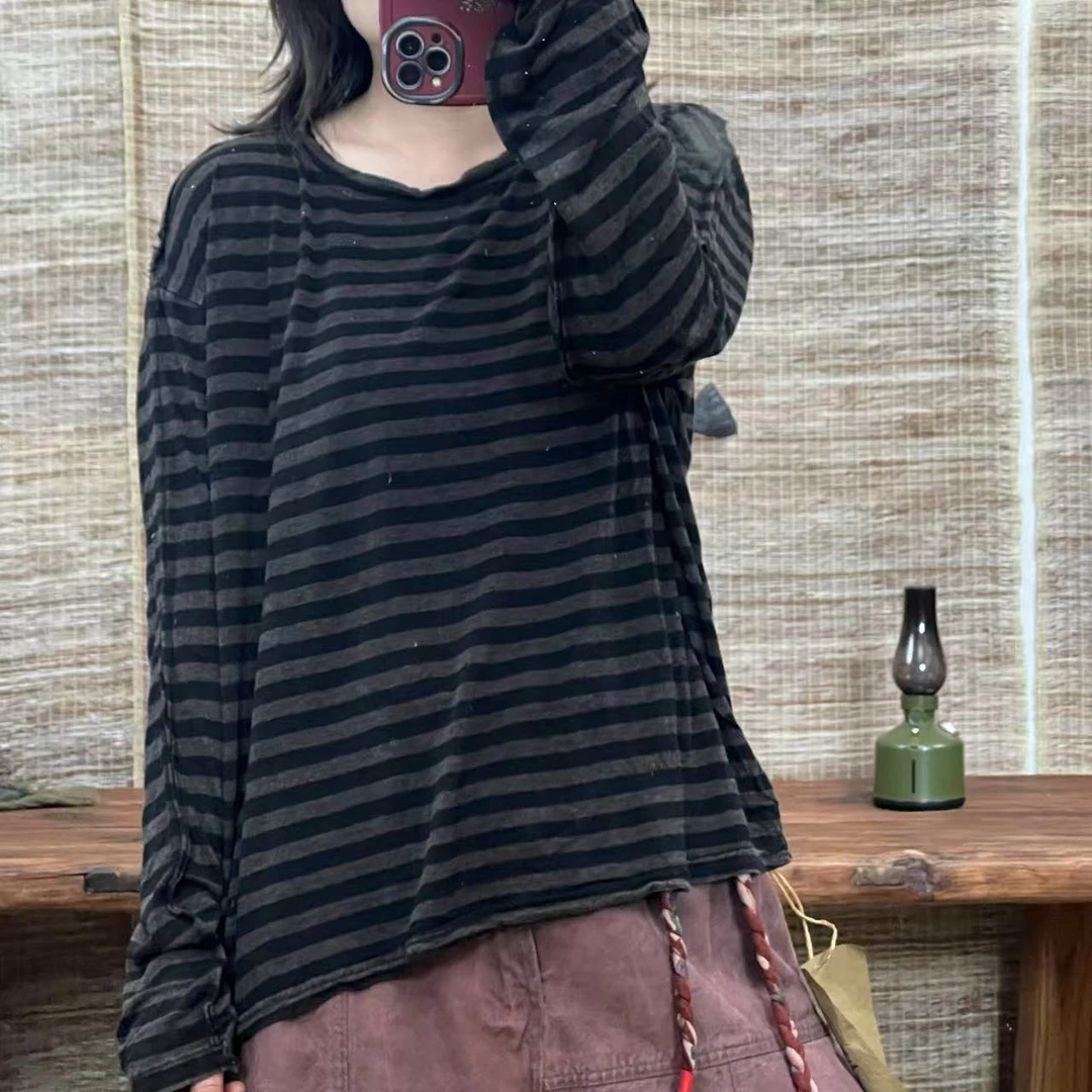 M 1065条纹面膜T恤上衣（衣长60胸围128）