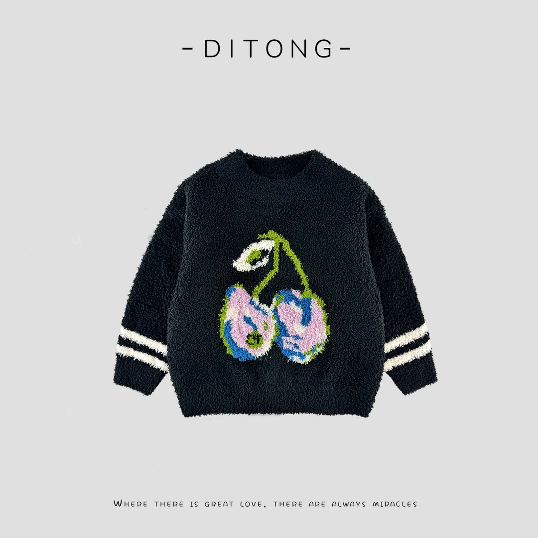 儿童毛衣秋冬季新款保暖圆领套头男童女童宝宝针织打底衫