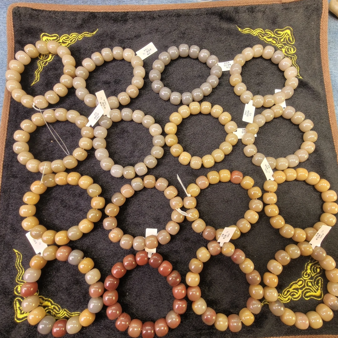 彩玉手串 老型珠 纯天然