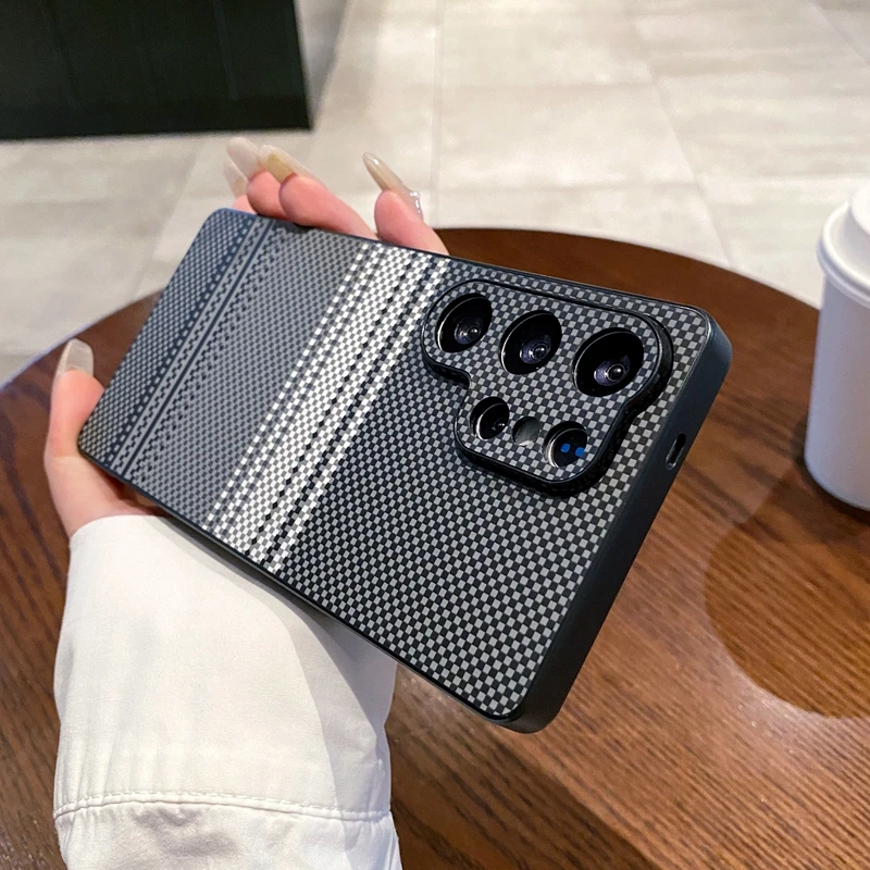 适用三星S25Ultra手机壳新款凯夫拉纹S24ultra高颜值s23ultra奢华