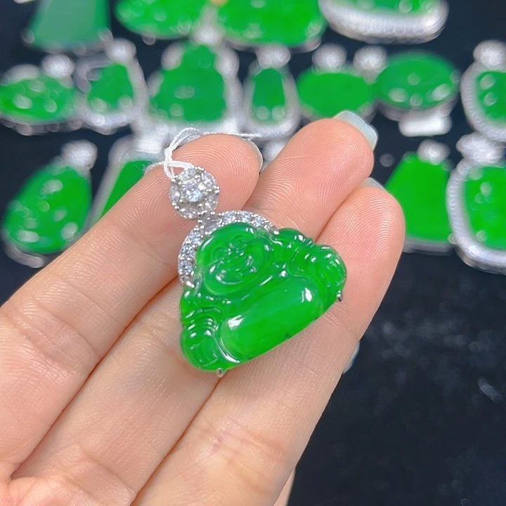 翡翠银S925镶嵌吊坠(不含链)