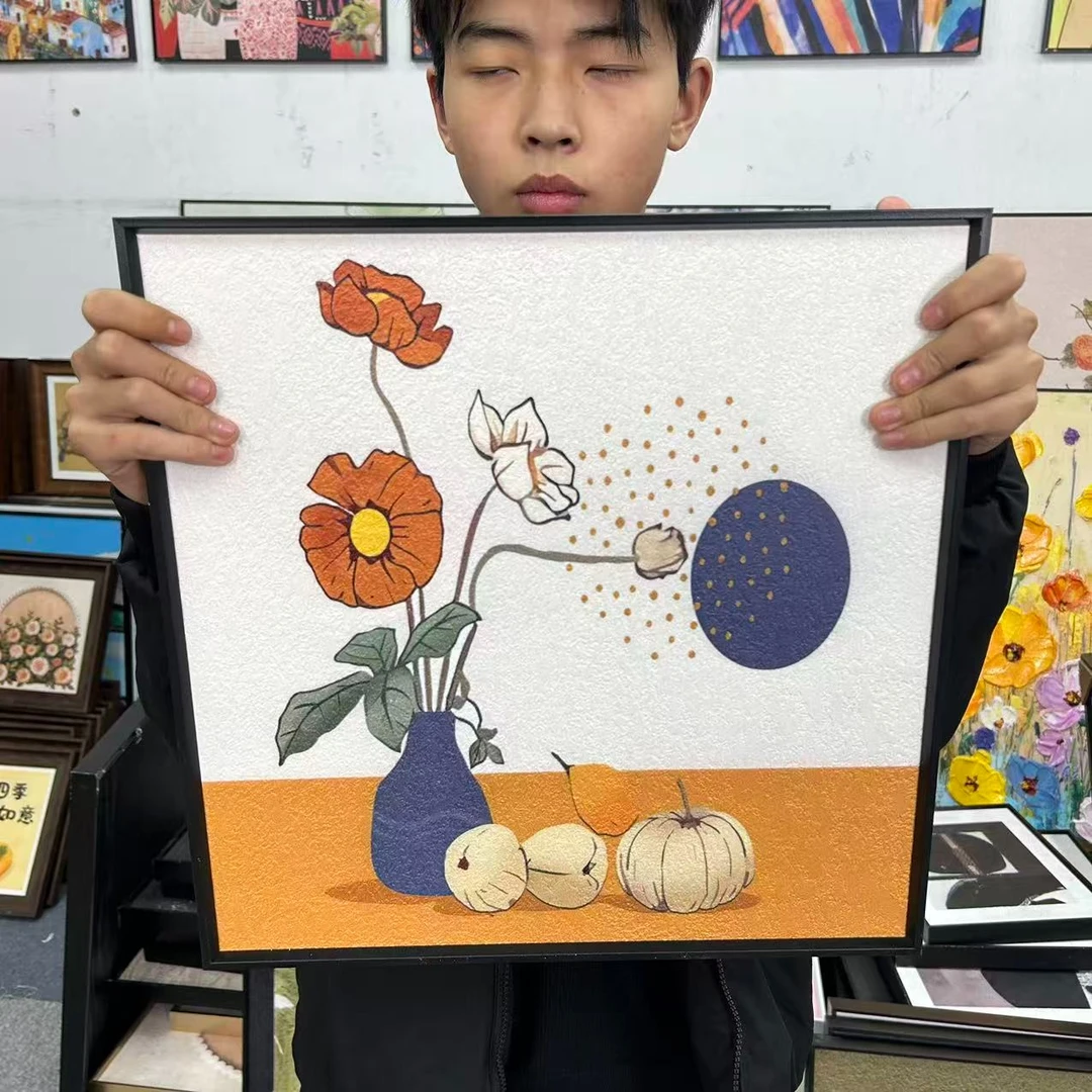 法式花朵餐厅装饰画高级感玄关走道壁画风摆画144