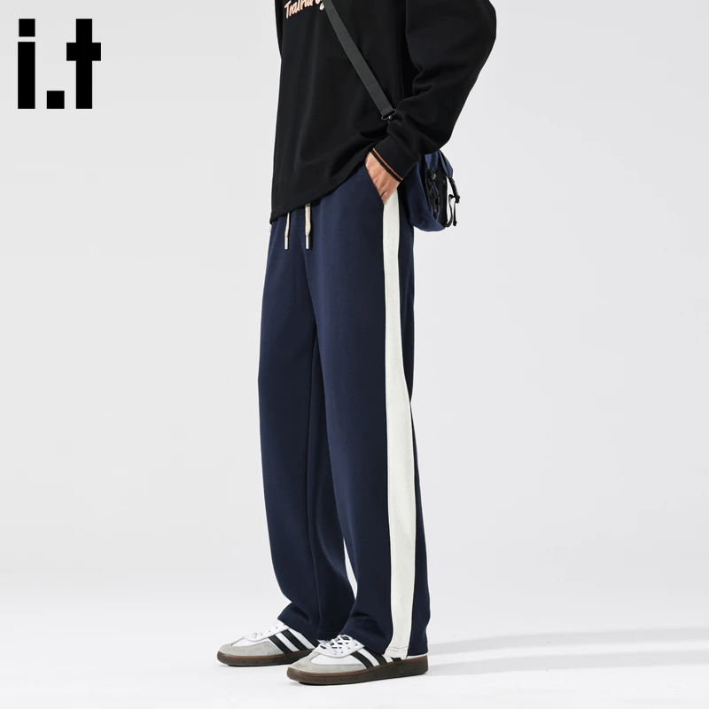 i.t:fivecm美式重磅条纹卫裤男款秋冬季宽松直筒高街潮流休闲长裤