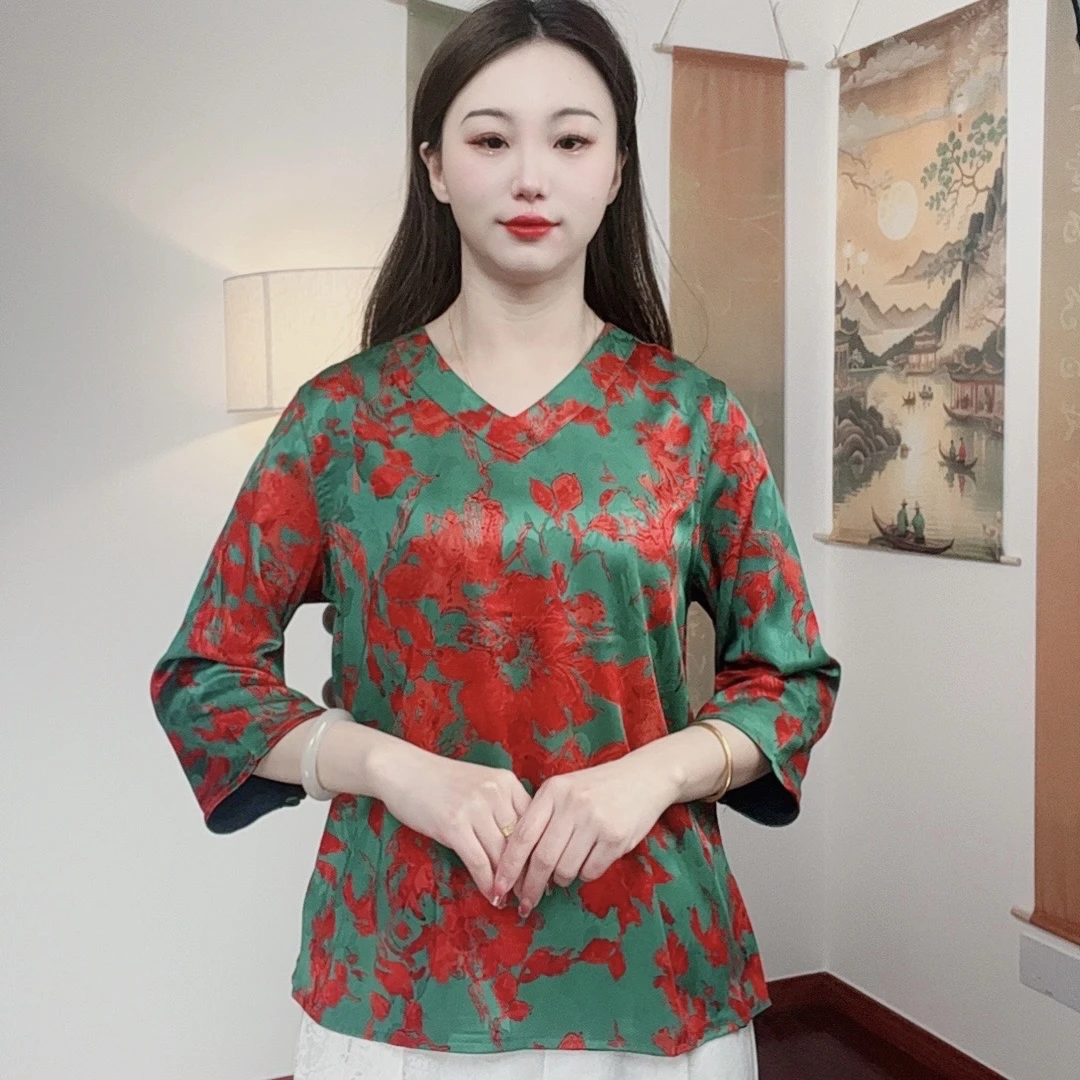 （红黑双面双穿）春季新款7分袖显瘦洋气减龄时尚妈妈装休闲女装