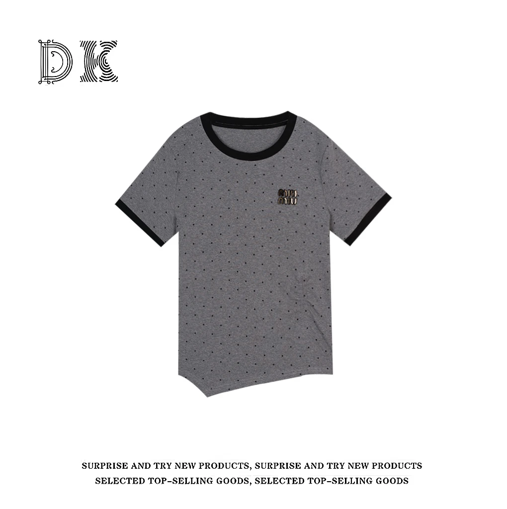 『miu系波点T』夏季新款不规则显瘦时尚设计感百搭上衣【DK】