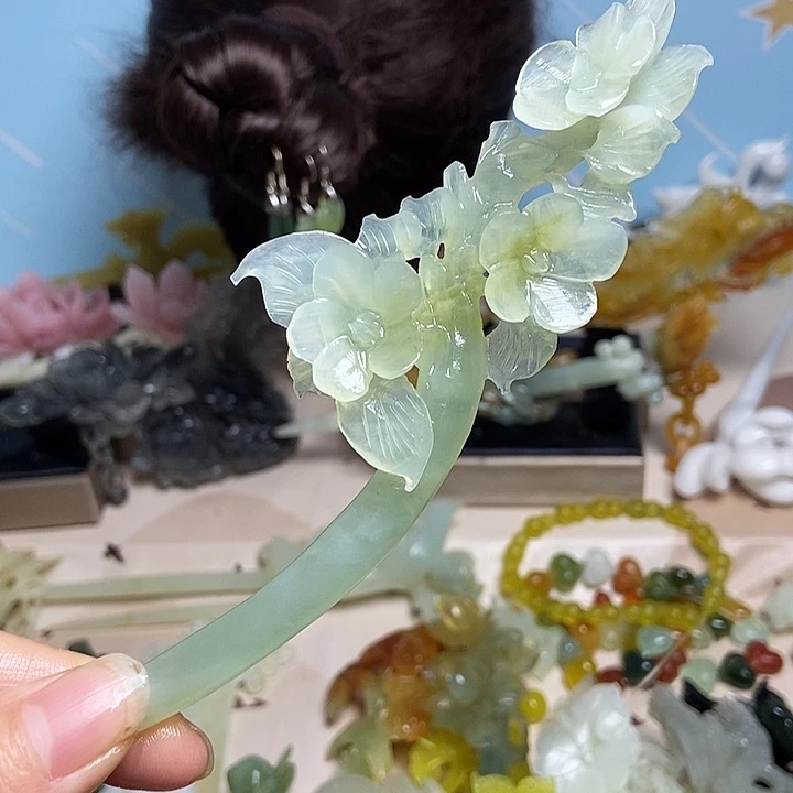 岫玉未镶嵌发簪发簪