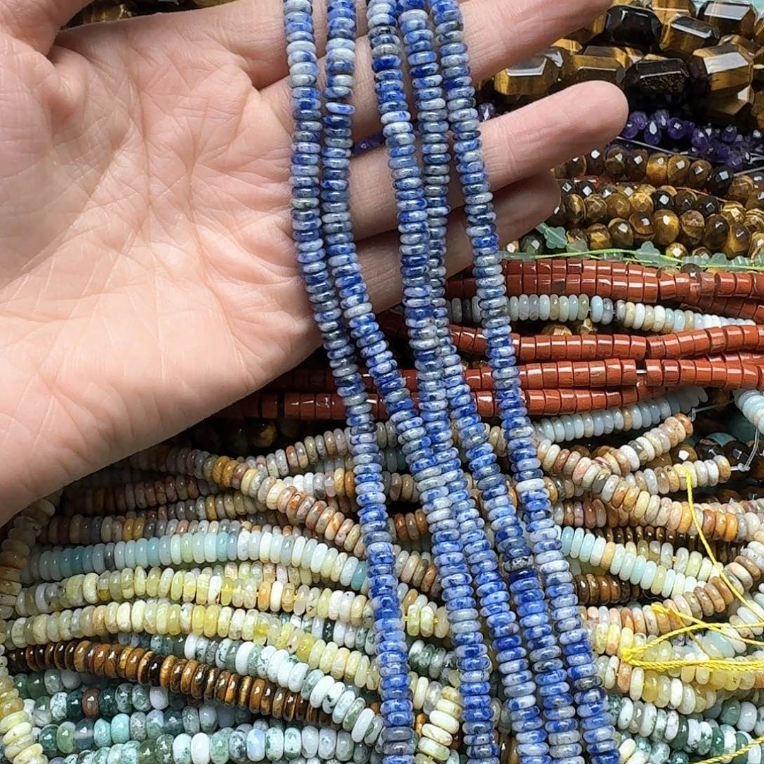 玛瑙/玉髓未镶嵌珠宝半成品一条6mm蓝纹算盘