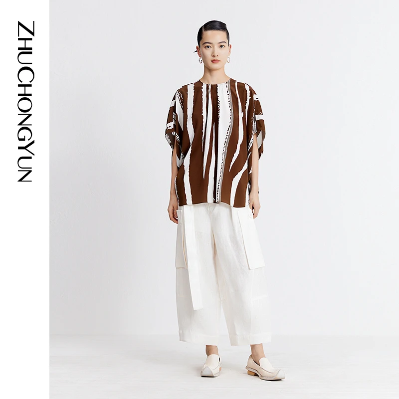 ZHUCHONGYUN白色阔腿宽松简约百搭纯色通勤西裤休闲裤子C1DE25255