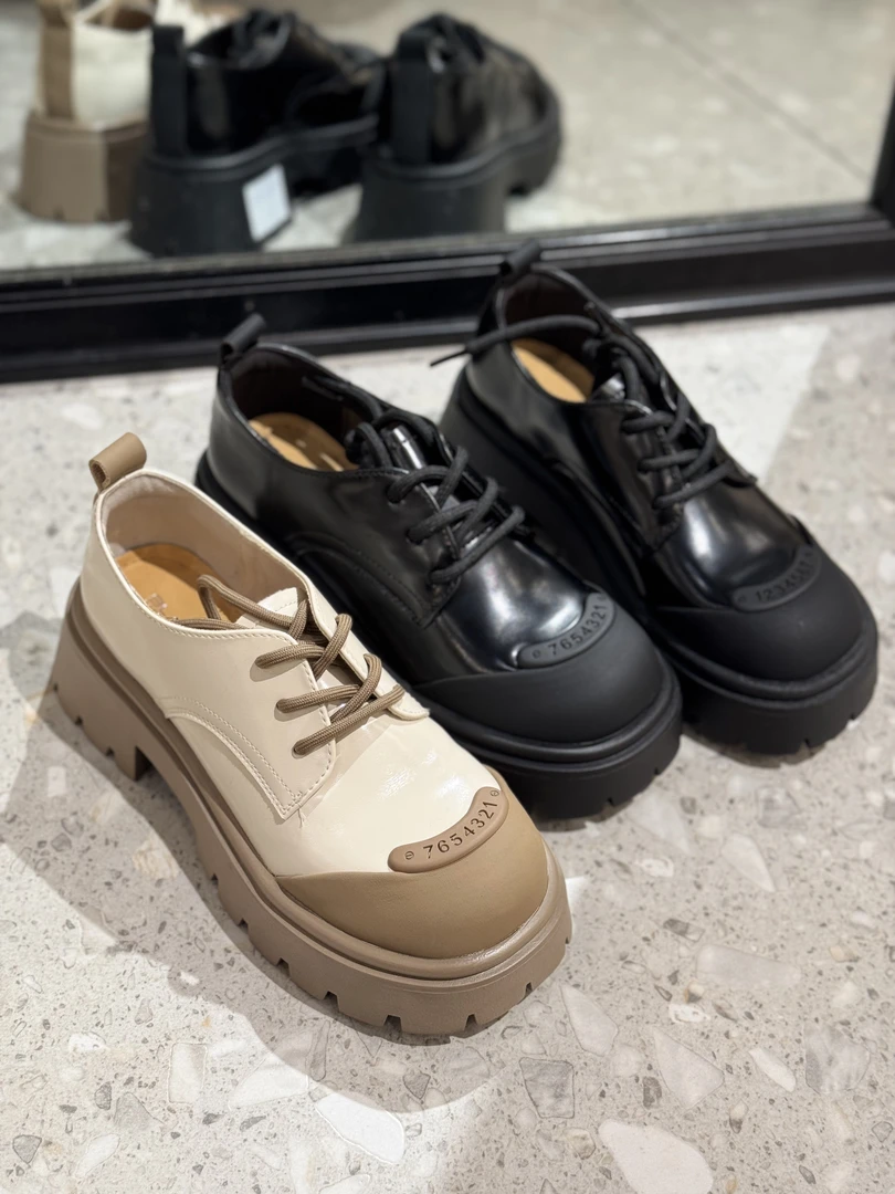 自留款新品时尚中跟厚底乐福鞋单鞋女鞋95-012 258-1