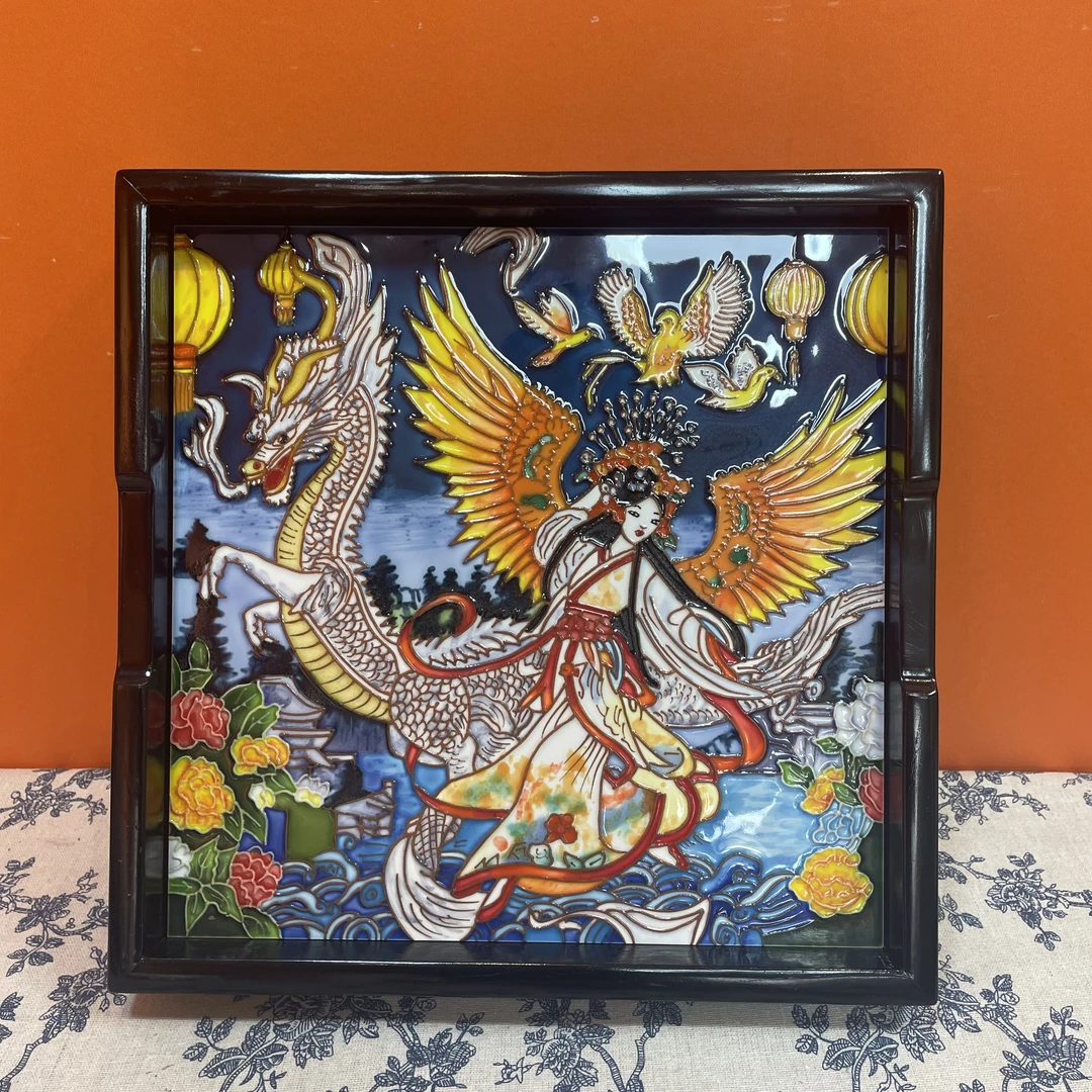 国风-双面黑胡桃色客厅装饰老榆木实木卧室陶瓷狮子创意瓷器直播